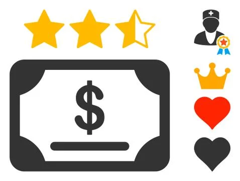 Vector Flat Financial Share Rating Icon with Bonus Icons 스톡 일러스트
