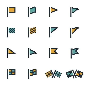 Vector flat flag icons set Stock Illustration