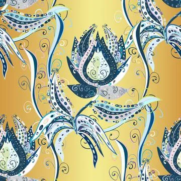 Vector. Flat Flower Elements Design. Colour Spring Theme seamless pattern Backgr Stock Illustration