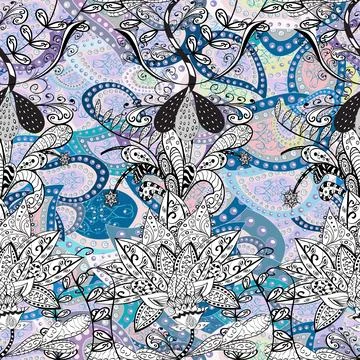Vector flat flowers seamless pattern. Design gift wrapping paper, greeting cards 스톡 일러스트