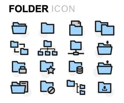 Vector flat folder icons set Stock Illustration