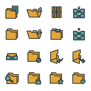 Vector flat folder icons set Stock Illustration