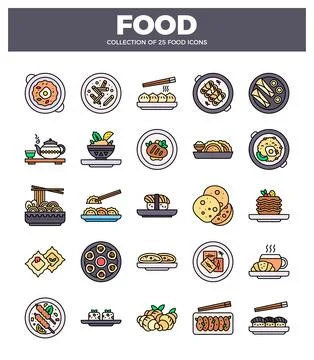 Vector flat food icons Stock Illustration