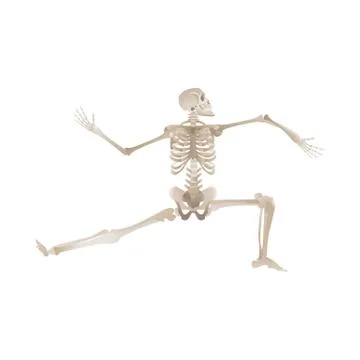 Vector flat funny human skeleton dancing icon Stock Illustration