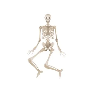 Vector flat funny human skeleton dancing icon Stock Illustration