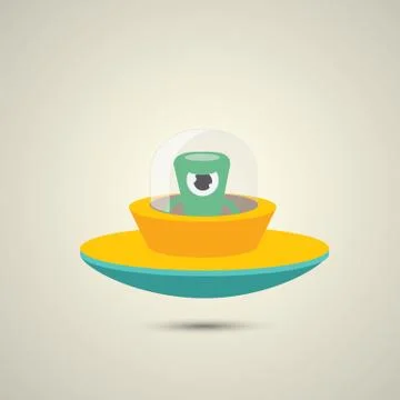 Vector flat funny orange alien spaceship logo Stock Illustration
