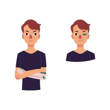 Vector flat futuristic bionic prosthesis icon set Stock Illustration