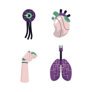 Vector flat futuristic bionic prosthesis icon Stock Illustration