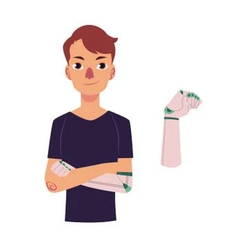 Vector flat futuristic bionic prosthesis icon Stock Illustration