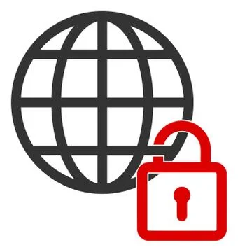 Vector Flat Global Lock Icon Stock Illustration