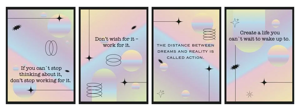 Vector flat gradient posters. With geometric elements and in the style of y2k 스톡 일러스트