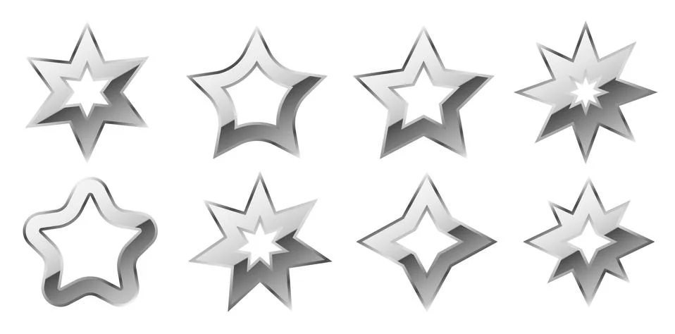 Vector flat gradient silver luxury symbols star Stock Illustration