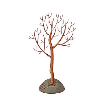 Vector flat green abstract tree without foliage Stock Illustration