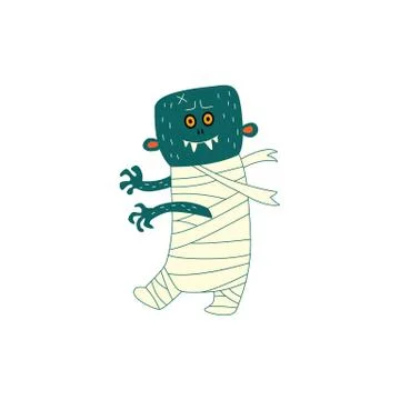 Vector flat halloween walking zombie Stock Illustration