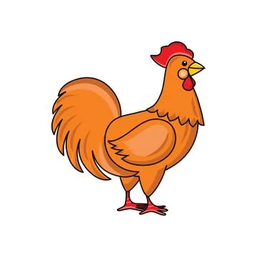 Vector flat hand drawn chicken isolated Illustrazione stock