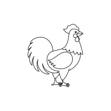 Vector flat hand drawn chicken isolated monochrome Stock Illustration