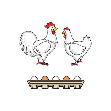 Vector flat hand drawn chicken set isolated 스톡 일러스트