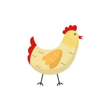 Vector flat hand drawn chicken isolated Stock Illustration