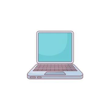 Vector flat hand drawn laptop computer icon. Stock Illustration