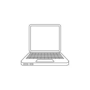Vector flat hand drawn laptop computer icon. Stock Illustration