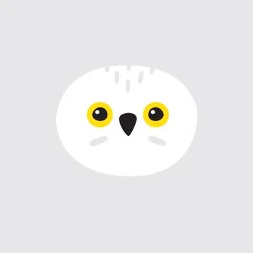 Vector flat hand drawn polar white owl face Stock Illustration
