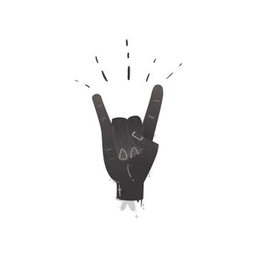 Vector flat hand showing rock roll sign gesture Stock Illustration