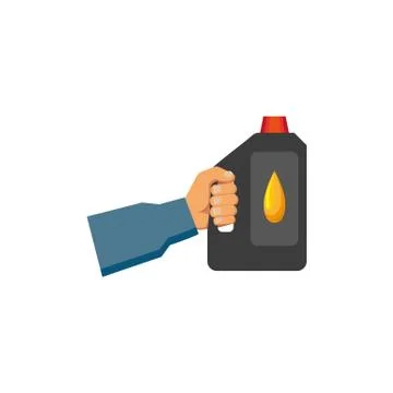 Vector flat handyman hand holding engine oil 스톡 일러스트