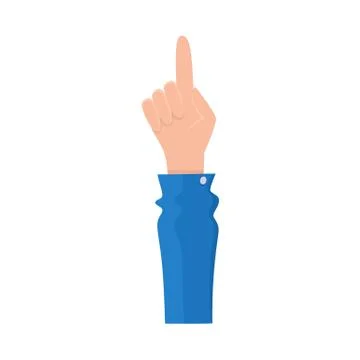 Vector flat handyman hand points out Stock Illustration
