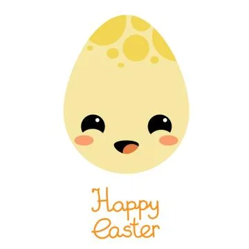Vector flat happy cute cartoon funny kawaii egg. Stock Illustration