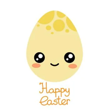 Vector flat happy cute cartoon funny kawaii egg. 스톡 일러스트