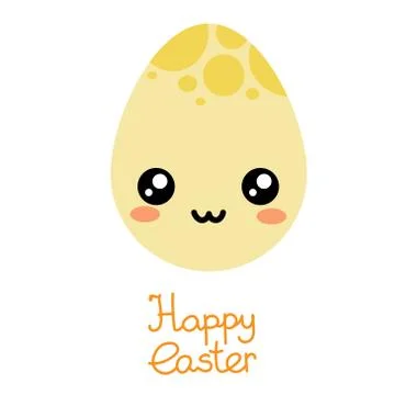Vector flat happy cute cartoon funny kawaii egg. Illustrazione stock