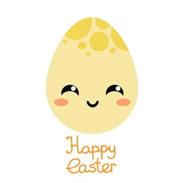 Vector flat happy cute cartoon funny kawaii egg. Stock Illustration