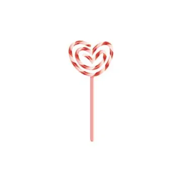 Vector flat heart twisted candy lollipop icon Illustrazione stock