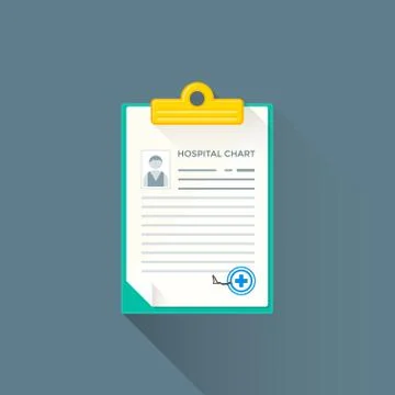 Vector flat hospital chart illustration icon. Illustrazione stock