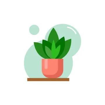 Vector flat house plant pot illustration. Stock Illustration