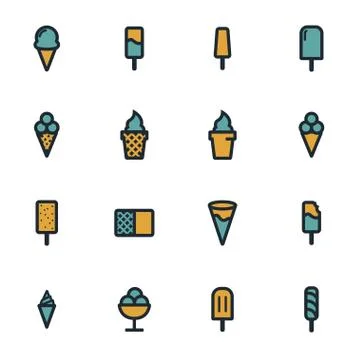 Vector flat ice cream icons set Stock Illustration