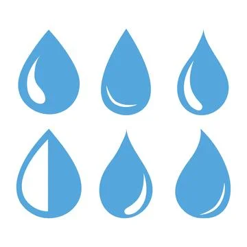 Vector flat icon. Blue water drop drawing or drop drop icon. A collection of Stock Illustration