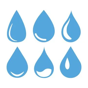 Vector flat icon. Blue water drop drawing or drop drop icon. A collection of Stock Illustration