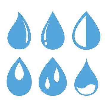 Vector flat icon. Blue water drop drawing or drop drop icon. A collection of Stock Illustration