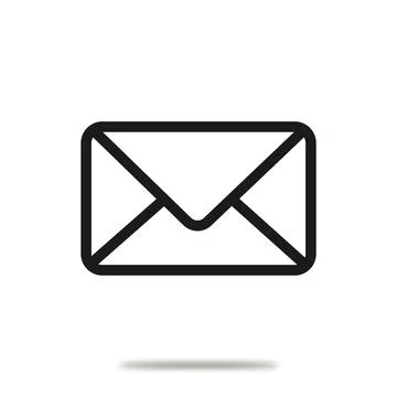 Vector flat icon. Email, envelope icon is a simple black shape. Minimalist Stock Illustration