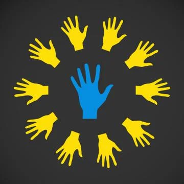 Vector flat icon hands. color abstraction eps Stock Illustration