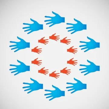 Vector flat icon hands. color abstraction eps Stock Illustration