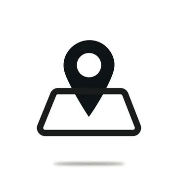 Vector flat icon. The location of the point on the map is a simple black shape Stock Illustration