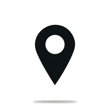 Vector flat icon. Location point simple shape icon black color. Minimalist Stock Illustration