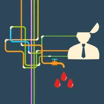 Vector flat icon man and leaky blood Stock Illustration