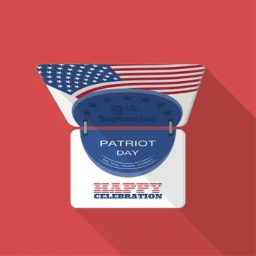 Vector flat icon of Patriot Day flip-flop calendar with blue label, date, ame Stock Illustration