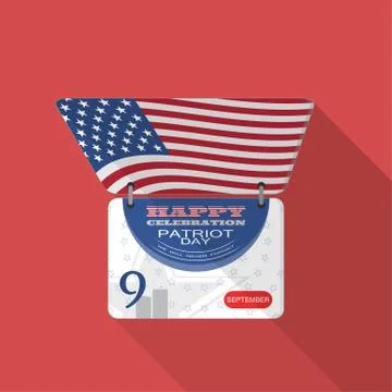 Vector flat icon of Patriot Day flip-flop calendar with label, date, american Stock Illustration