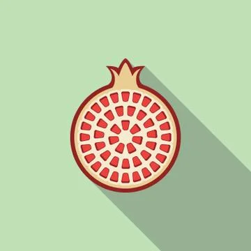 Vector flat icon of pomegranate fruit cut Stock Illustration