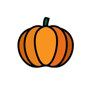 Vector flat icon of pumpkin vegetable. halloween traditional logo template. Stock Illustration