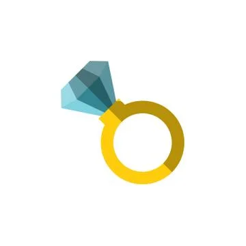 Vector flat icon of a ring with huge diamond on it. Simple ring illustration Stock Illustration